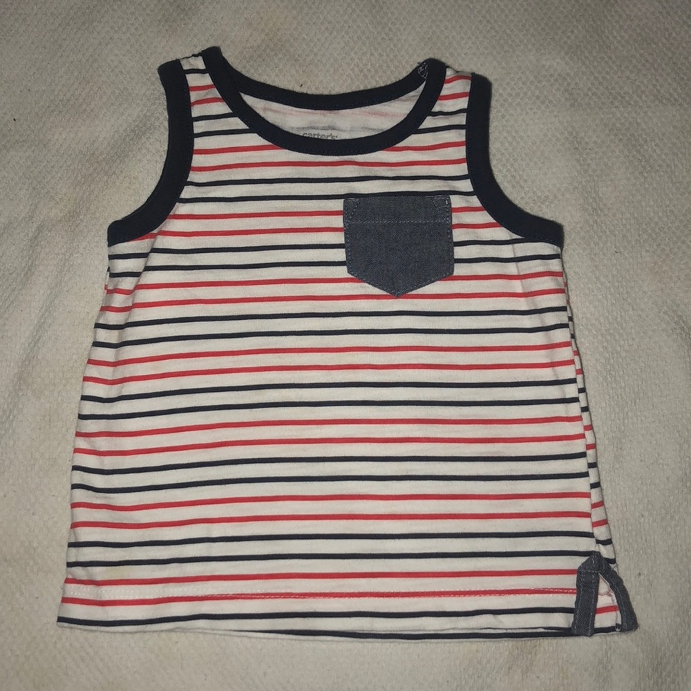 Red white and blue patriotic tank top for boys
